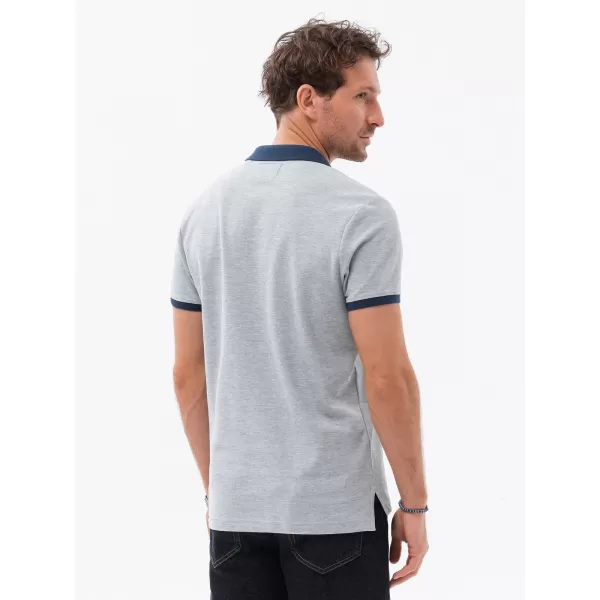  Herren t -Shirt mit einem Kragen OMBRE OM-POSS-0105 GRAUE MELANGE 