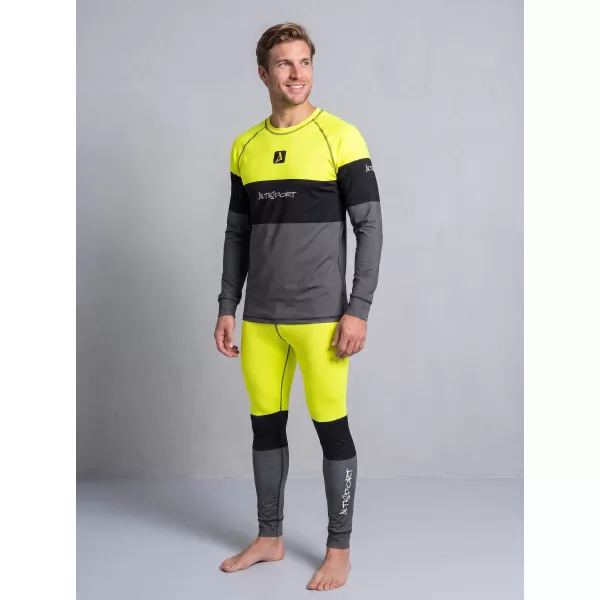 Funktionaler Term T -Shirt von Männern mit Langarmprämie ALTISPORT VOJ/ALM051TER01 NEONGELB/GRAU 