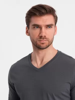 Herren t -Shirt mit einem langen Ärmel OMBRE OM-LSBL-0108 GRAPHIT