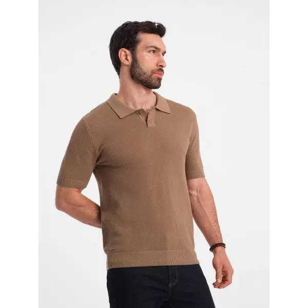  Herren t -Shirt mit einem Kragen OMBRE OM-POSS-0117 HELLBRAUN 