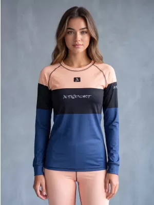 Frauenfunktionales Thermo -T -Shirt mit langen Ärmeln Premium ALTISPORT VOJ/ALW051TER01 ORANGE/BLAU