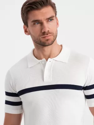 Herren t -Shirt mit einem Kragen OMBRE OM-POSS-0118 WEIß