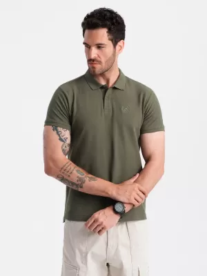 Herren t -Shirt mit einem Kragen OMBRE OM-POBS-0100 DUNKLER OLIVENGRÜN