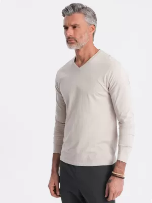 Herren t -Shirt mit einem langen Ärmel OMBRE OM-LSBL-0108 LEICHT BEIGE