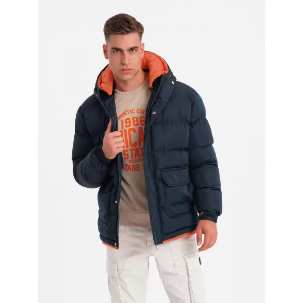  Herren Winterjacke OMBRE OM-JAHP-0208 MARINEBLAU 
