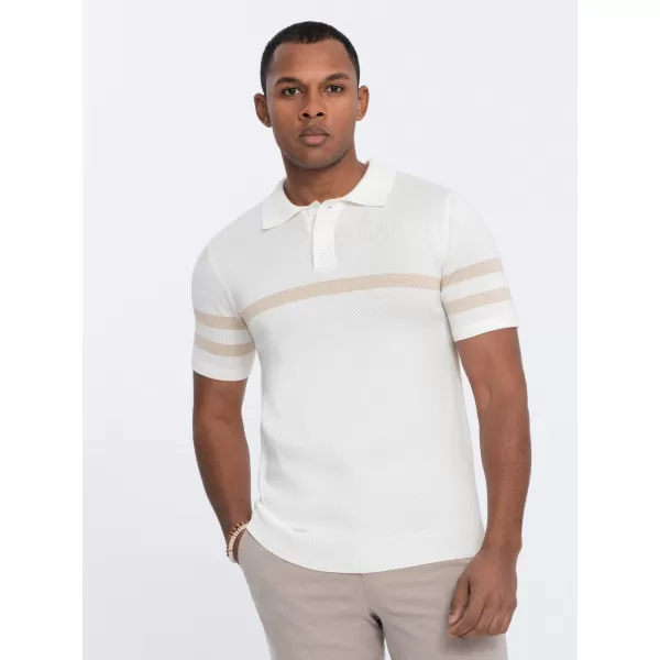  Herren t -Shirt mit einem Kragen OMBRE OM-POSS-0118 CREME 