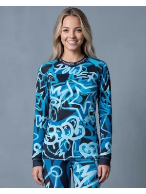 Frauenfunktionales Thermo -T -Shirt mit langen Ärmeln Premium ALTISPORT VOJ/ALW054TER01 SCHWARZ -BLUE