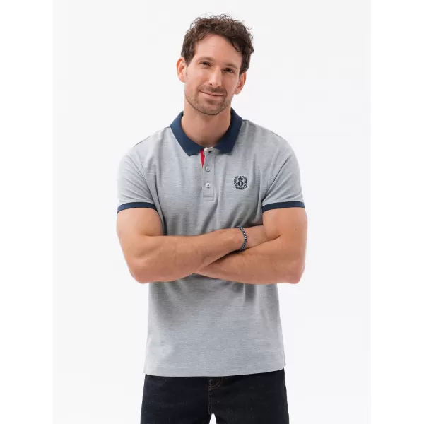  Herren t -Shirt mit einem Kragen OMBRE OM-POSS-0105 GRAUE MELANGE 