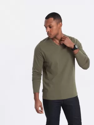 Herren t -Shirt mit einem langen Ärmel OMBRE OM-LSBL-0108 DUNKLE OLIVE