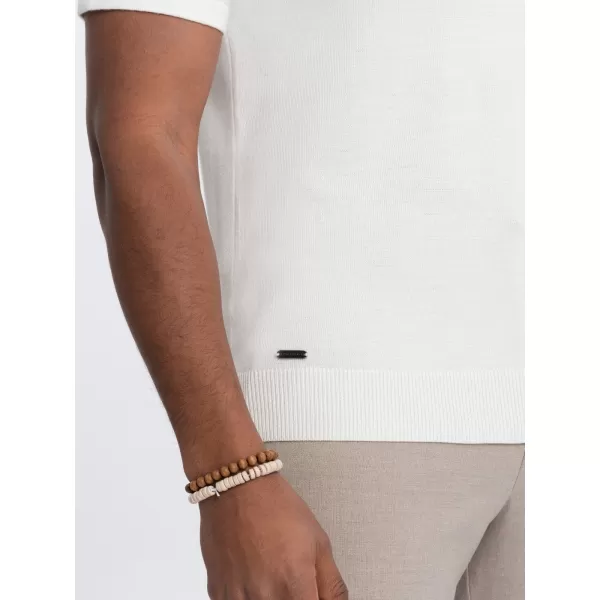  Herren t -Shirt mit einem Kragen OMBRE OM-POSS-0118 CREME 