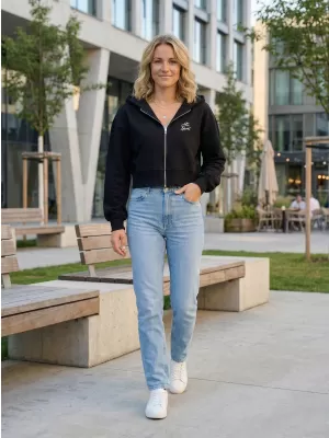 Kurzes übergroßes Sweatshirt von Frauen ALTISPORT BYB/ALW056BY237 SCHWARZ