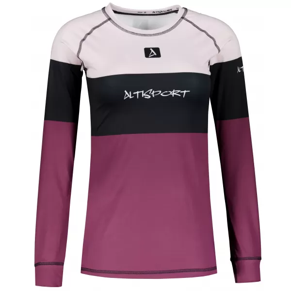  Frauenfunktionales Thermo -T -Shirt mit langen Ärmeln Premium ALTISPORT VOJ/ALW051TER01 BURGUND 