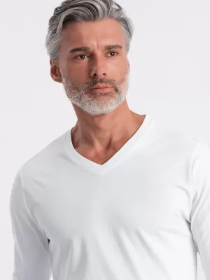 Herren t -Shirt mit einem langen Ärmel OMBRE OM-LSBL-0108 WEIß