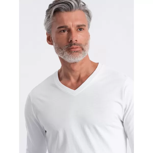  Herren t -Shirt mit einem langen Ärmel OMBRE OM-LSBL-0108 WEIß 