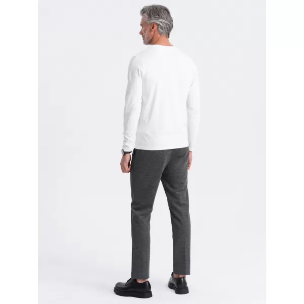  Herren t -Shirt mit einem langen Ärmel OMBRE OM-LSBL-0108 WEIß 