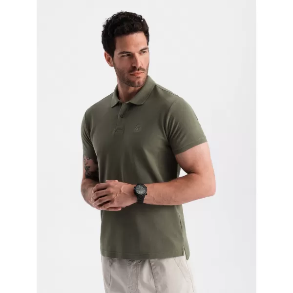  Herren t -Shirt mit einem Kragen OMBRE OM-POBS-0100 DUNKLER OLIVENGRÜN 