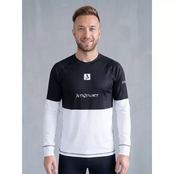  Funktionaler Term T -Shirt von Männern mit Langarmprämie ALTISPORT VOJ/ALM051TER01 SCHWARZ UND WEIß 