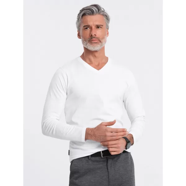  Herren t -Shirt mit einem langen Ärmel OMBRE OM-LSBL-0108 WEIß 