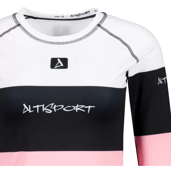 Frauenfunktionales Thermo -T -Shirt mit langen Ärmeln Premium ALTISPORT VOJ/ALW051TER01 WEIß -PINK 