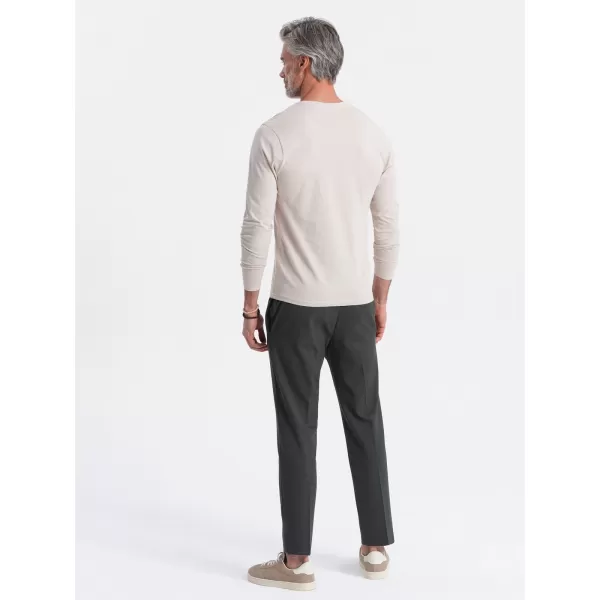  Herren t -Shirt mit einem langen Ärmel OMBRE OM-LSBL-0108 LEICHT BEIGE 