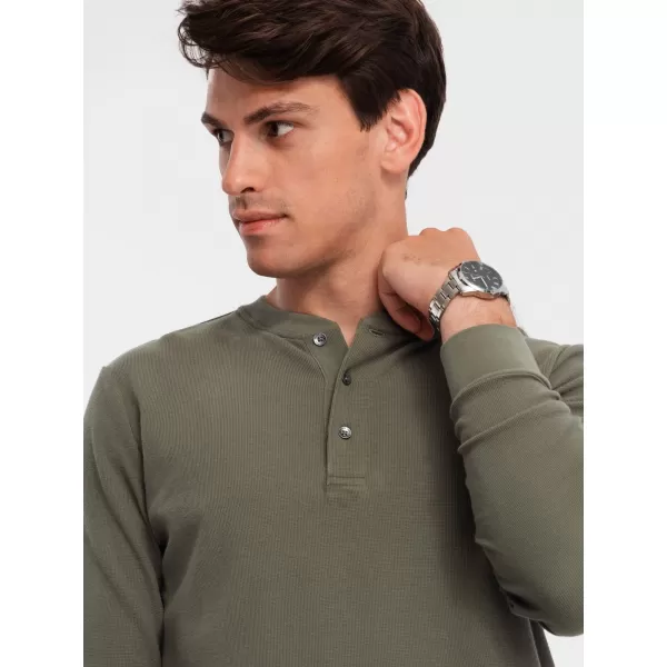  Herren t -Shirt mit langen Ärmeln OMBRE OM-LSCL-0120 OLIVE 