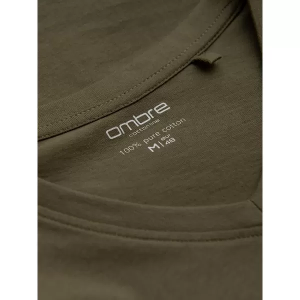  Herren t -Shirt mit einem langen Ärmel OMBRE OM-LSBL-0108 DUNKLE OLIVE 