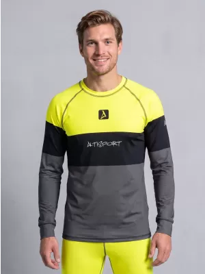 Funktionaler Term T -Shirt von Männern mit Langarmprämie ALTISPORT VOJ/ALM051TER01 NEONGELB/GRAU