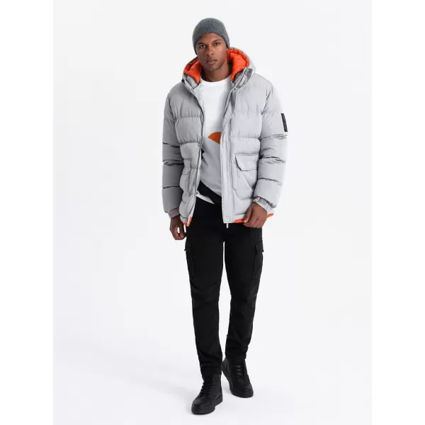  Herren Winterjacke OMBRE OM-JAHP-0208 GRAU 