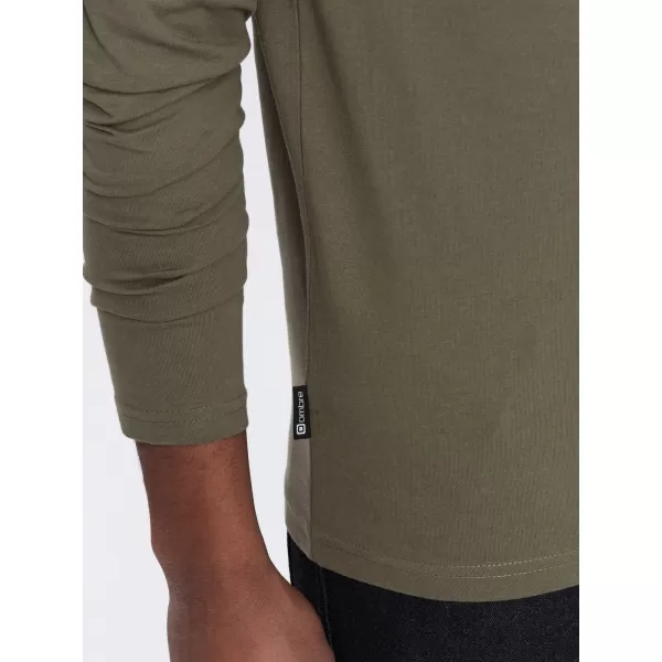  Herren t -Shirt mit einem langen Ärmel OMBRE OM-LSBL-0108 DUNKLE OLIVE 