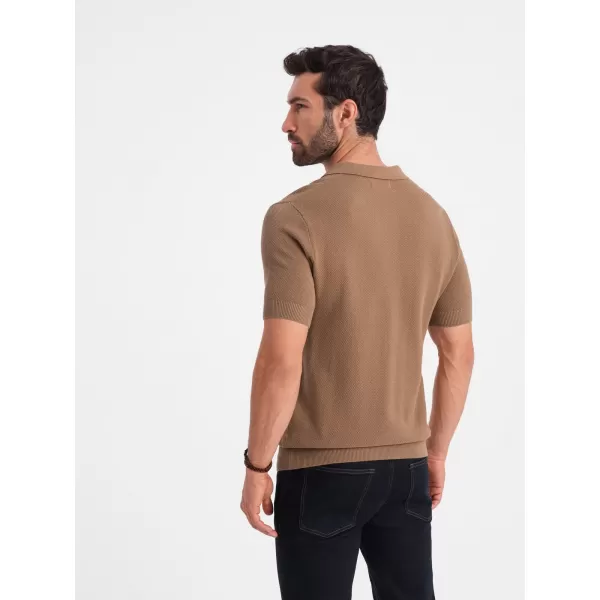  Herren t -Shirt mit einem Kragen OMBRE OM-POSS-0117 HELLBRAUN 