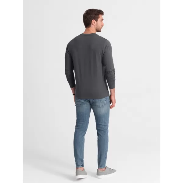  Herren t -Shirt mit einem langen Ärmel OMBRE OM-LSBL-0108 GRAPHIT 