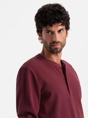 Herren t -Shirt mit langen Ärmeln OMBRE OM-LSCL-0120 KASTANIENBRAUN