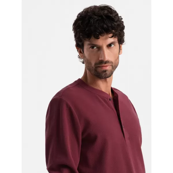  Herren t -Shirt mit langen Ärmeln OMBRE OM-LSCL-0120 KASTANIENBRAUN 