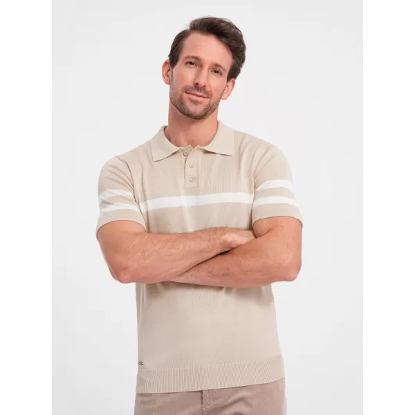  Herren t -Shirt mit einem Kragen OMBRE OM-POSS-0118 BEIGE 