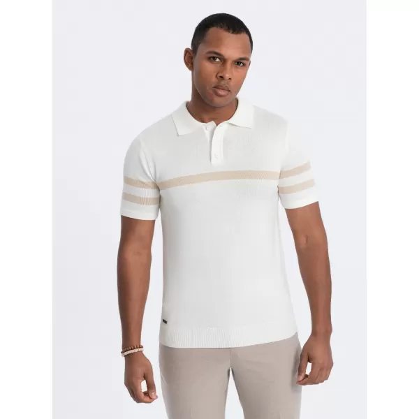  Herren t -Shirt mit einem Kragen OMBRE OM-POSS-0118 CREME 