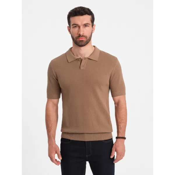  Herren t -Shirt mit einem Kragen OMBRE OM-POSS-0117 HELLBRAUN 