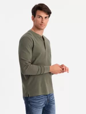 Herren t -Shirt mit langen Ärmeln OMBRE OM-LSCL-0120 OLIVE