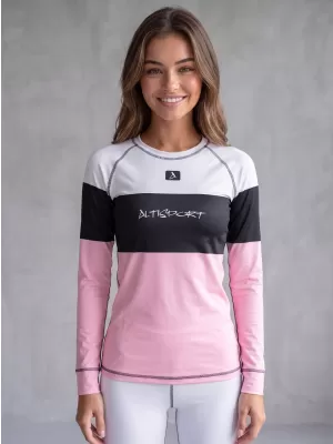 Frauenfunktionales Thermo -T -Shirt mit langen Ärmeln Premium ALTISPORT VOJ/ALW051TER01 WEIß -PINK