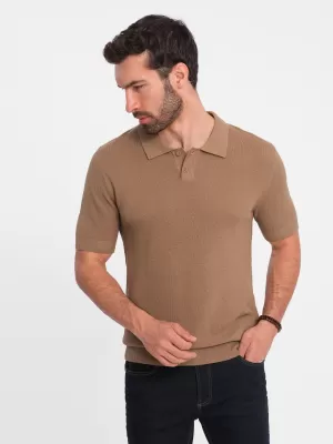 Herren t -Shirt mit einem Kragen OMBRE OM-POSS-0117 HELLBRAUN