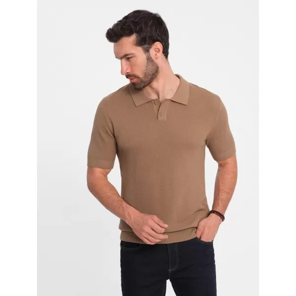  Herren t -Shirt mit einem Kragen OMBRE OM-POSS-0117 HELLBRAUN 
