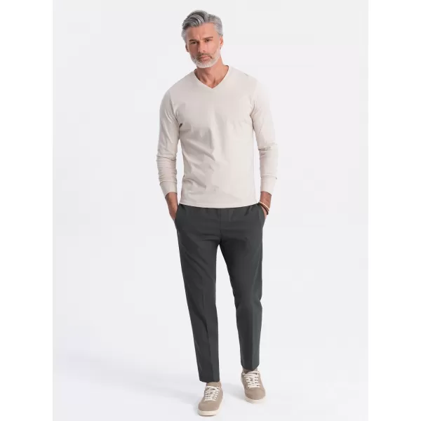  Herren t -Shirt mit einem langen Ärmel OMBRE OM-LSBL-0108 LEICHT BEIGE 