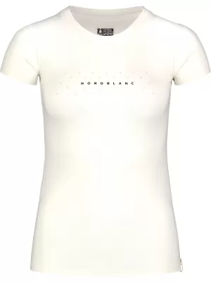 Damen-T-Shirt aus Baumwolle NORDBLANC STICKER NBFLT8146 CREMIG WEIß