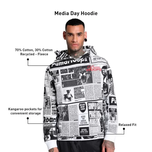  Herren-Sweatshirt PUMA MEDIA DAY HOODIE SCHWARZ 