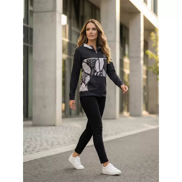  Frauen -Sweatshirt bei Reißverschlussprämie ALTISPORT VOJ/ALW061MI02 SCHWARZ UND WEIß 