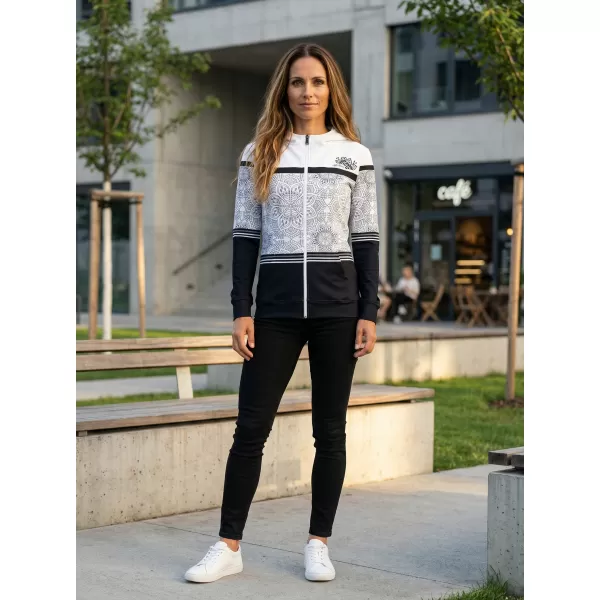  Frauen -Sweatshirt bei Reißverschlussprämie ALTISPORT VOJ/ALW023MI02 SCHWARZ UND WEIß 