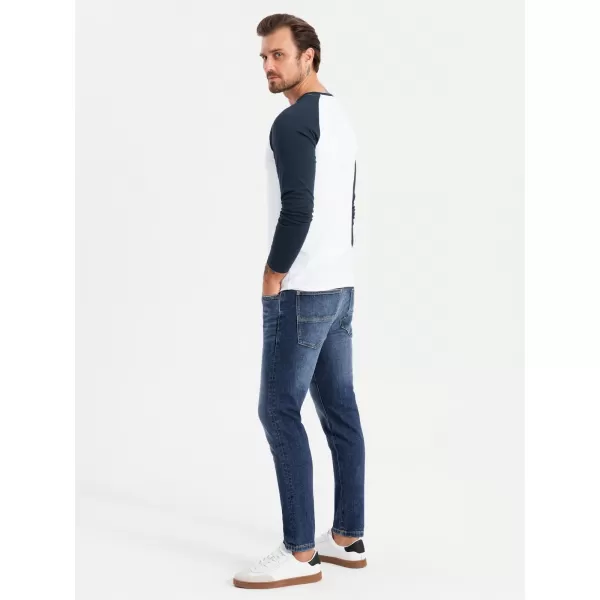  Hemd OMBRE OM-LSCL-0105 WEIß UND MARINE 
