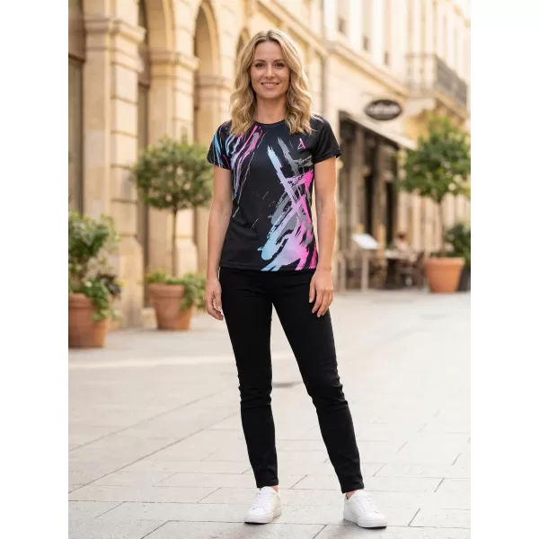  Frauenfunktional T -Shirt Premium ALTISPORT VOJ/ALW074TR01 SCHWARZ -PINK 