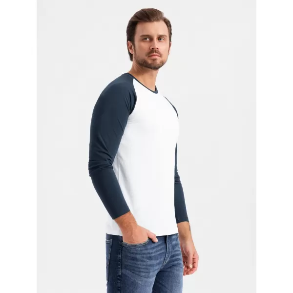  Hemd OMBRE OM-LSCL-0105 WEIß UND MARINE 