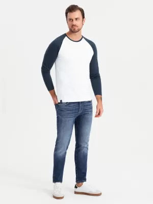 Hemd OMBRE OM-LSCL-0105 WEIß UND MARINE