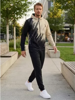 Herren -Sweatshirt auf Reißverschlussprämie ALTISPORT VOJ/ALM006MI02 SCHWARZ -BROWN
